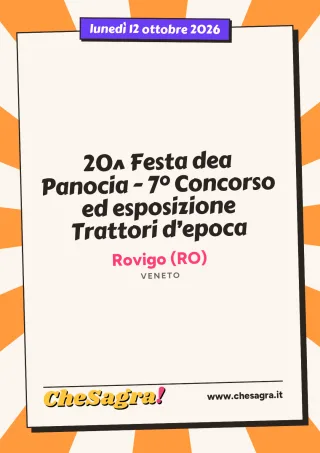 20^ Festa dea Panocia - 7° Concorso ed esposizione Trattori d’epoca a Rovigo, 12 ottobre 2026