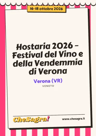 Hostaria 2026 – Festival del Vino e della Vendemmia di Verona a Verona, 16–18 ottobre 2026