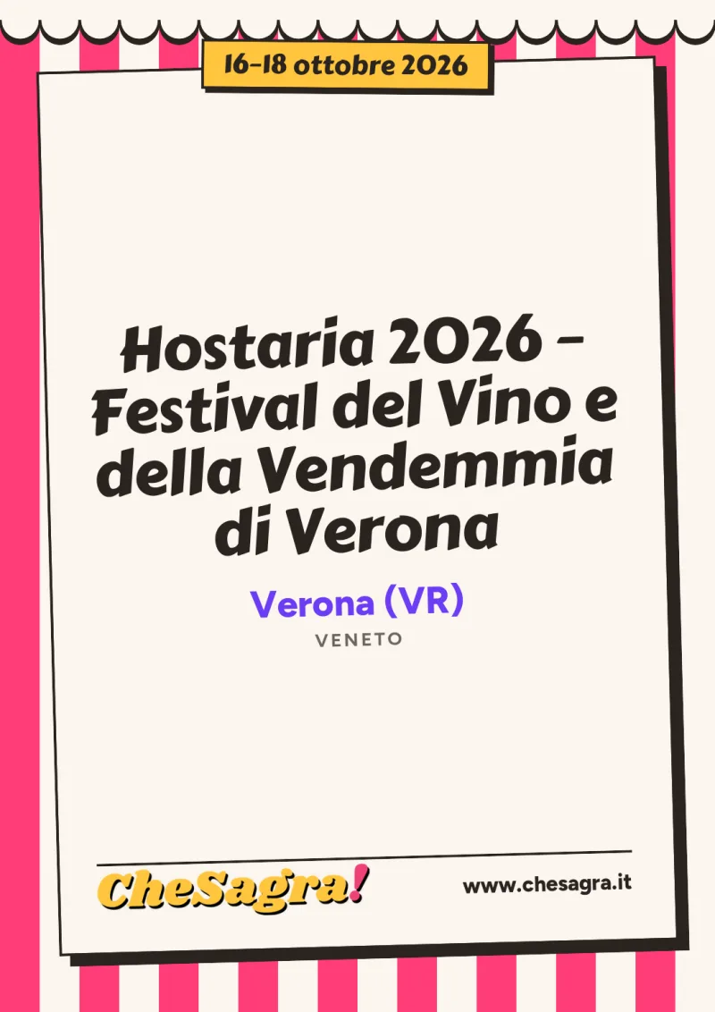 Hostaria 2026 – Festival del Vino e della Vendemmia di Verona a Verona, 16–18 ottobre 2026