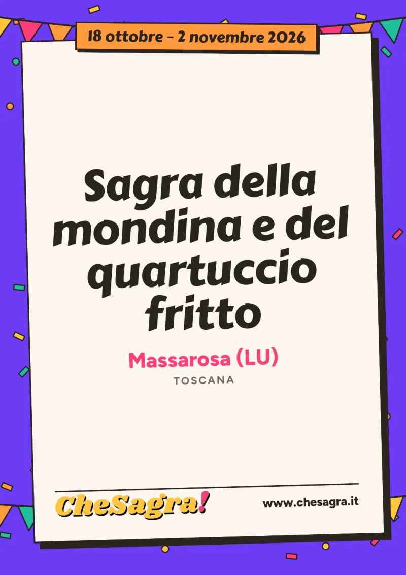 Sagra della mondina e del quartuccio fritto a Massarosa, 18 ottobre – 2 novembre 2026