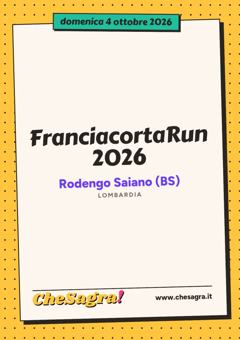 FranciacortaRun 2026 a Rodengo Saiano, 4 ottobre 2026