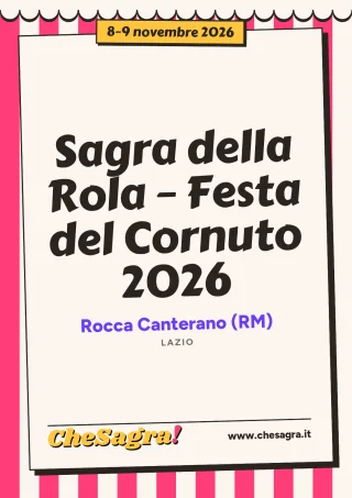 Sagra della Rola – Festa del Cornuto 2026 a Rocca Canterano, 8–9 novembre 2026