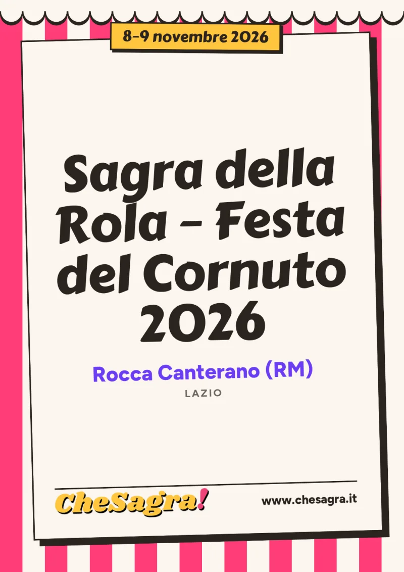 Sagra della Rola – Festa del Cornuto 2026 a Rocca Canterano, 8–9 novembre 2026
